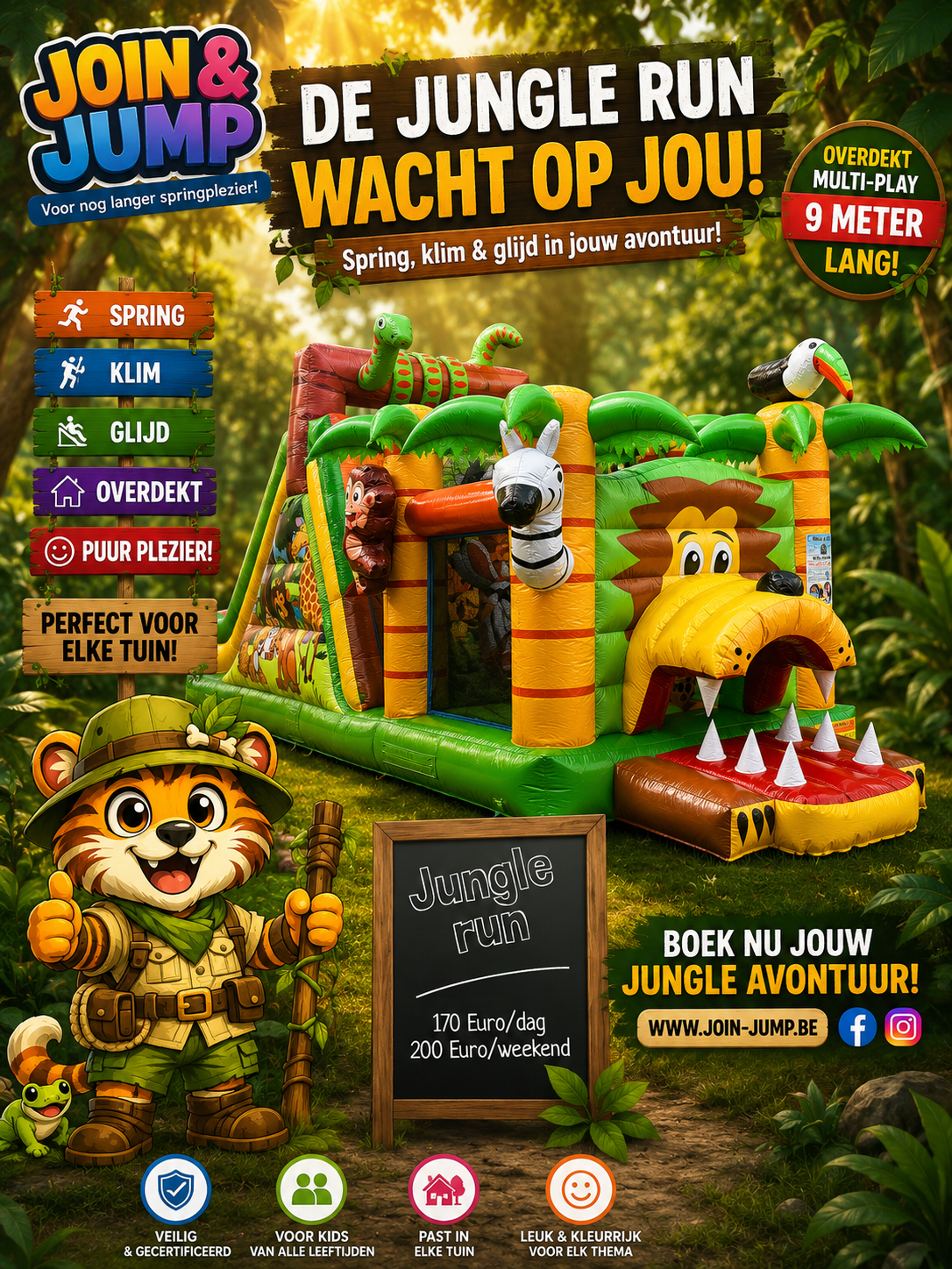 Springkasteel Jungle obstakelbaan